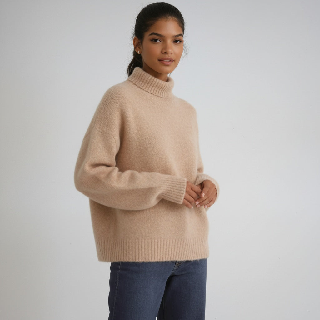 Elegante Gebreide Coltrui Voor Dames Met Lange Mouwen, Hoge Col En Zachte Textuur – LIRIA - Glamorix