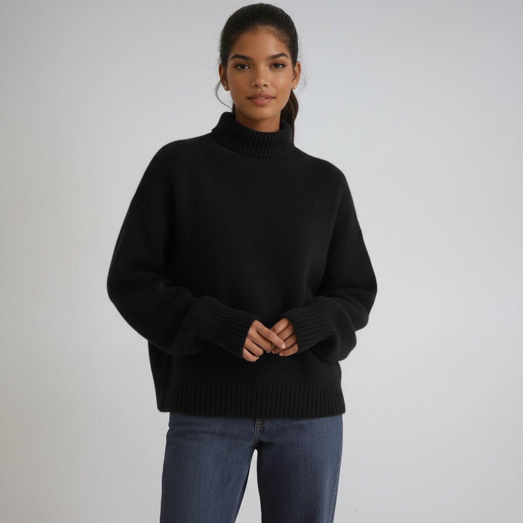 Elegante Gebreide Coltrui Voor Dames Met Lange Mouwen, Hoge Col En Zachte Textuur – LIRIA - Glamorix