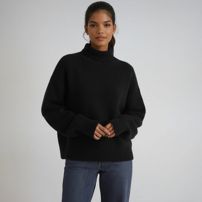 Elegante Gebreide Coltrui Voor Dames Met Lange Mouwen, Hoge Col En Zachte Textuur – LIRIA - Glamorix