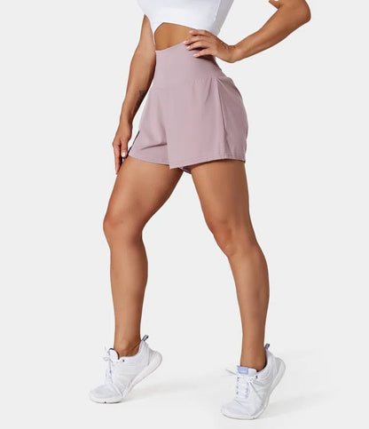 Dames sportshort met hoge taille en binnenbroek – DORINA - Glamorix