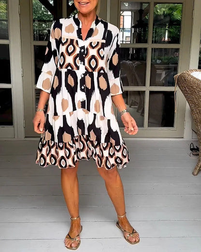 Elegante Zomerjurk met Abstracte Print voor Casual Dagen – LUNA STIJL - Glamorix