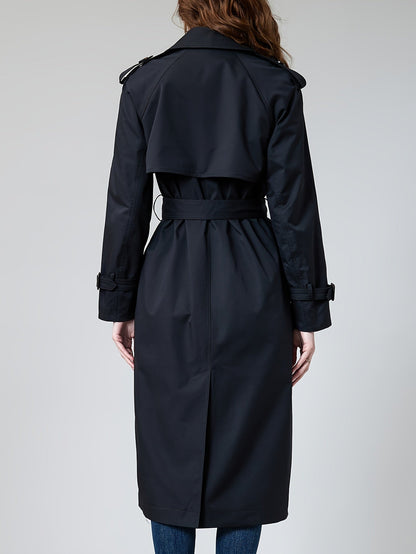 SOPHIA - Lange dames trenchcoat met dubbele knopen en klassieke getailleerde pasvorm