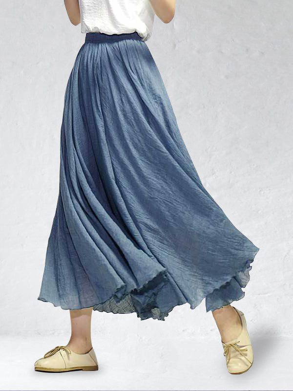 Linnen maxi-rok met hoge taille en zwierige pasvorm – AerisLoom - Glamorix