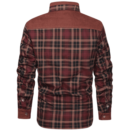 HARRIS - Herenjas met rustieke geruite knoopsluiting en corduroy accenten