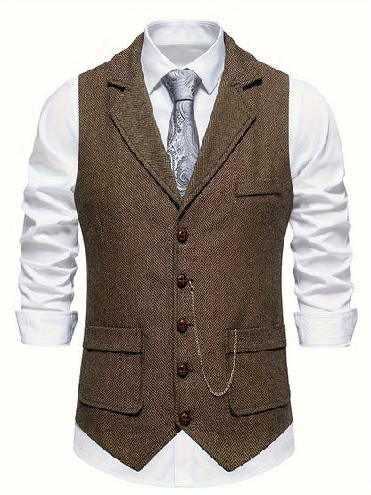 Stijlvol heren gilet met visgraatmotief – HARTLEY VEST - Glamorix