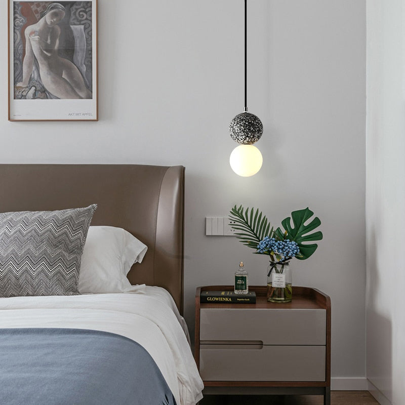 AURORA – LED hanglamp van zwart en wit glas