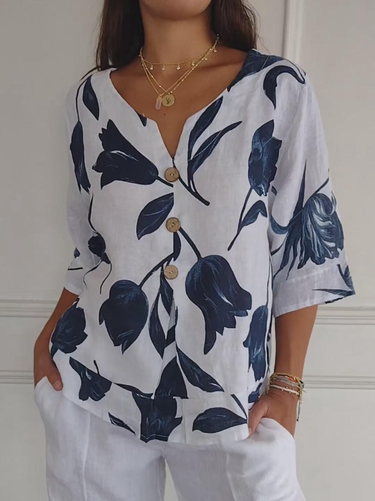 Elegante damesblouse met tijdloze bloemenprint – FLORELLA