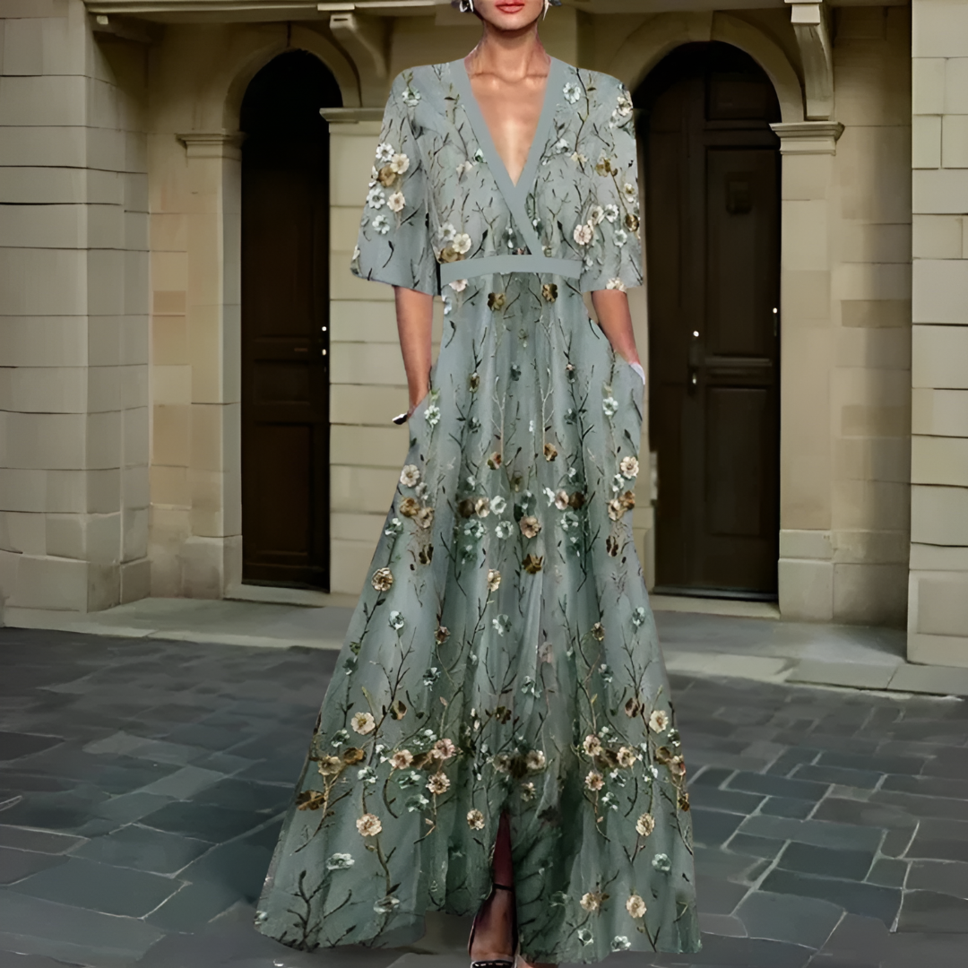 Luchtige zomerjurk met V-hals en flatterende pasvorm – SOLENA BREEZE - Glamorix