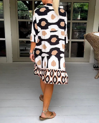Elegante Zomerjurk met Abstracte Print voor Casual Dagen – LUNA STIJL - Glamorix