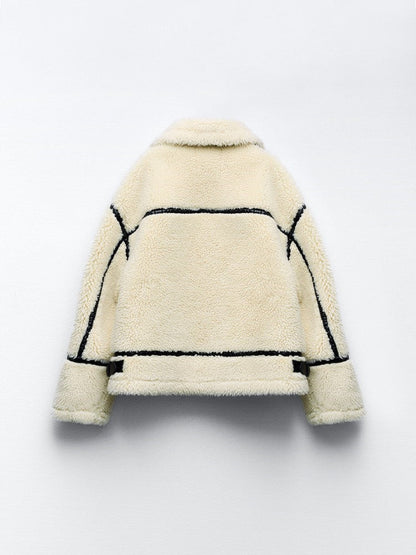 SOPHIA - Shearling jas met oversized kraag voor ultieme luxe