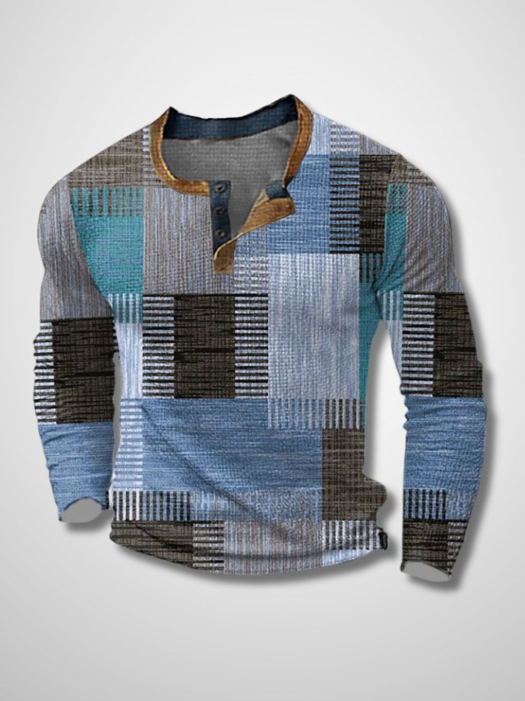 ELIAS - Patchwork overhemd met lange mouwen voor heren