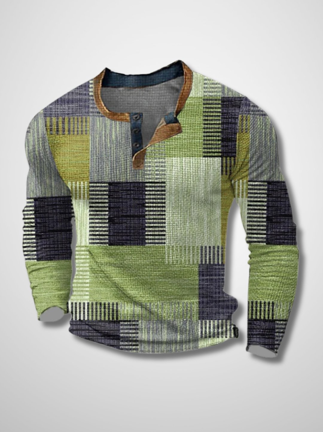 ELIAS - Patchwork overhemd met lange mouwen voor heren