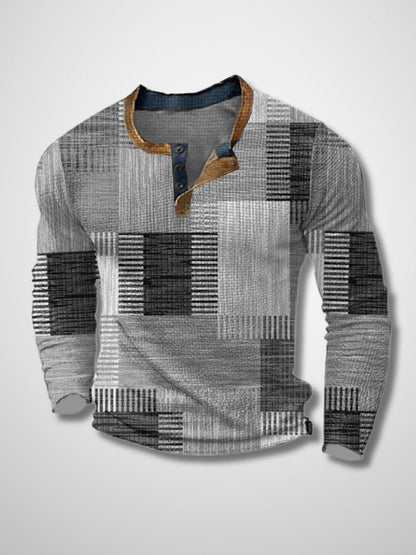 ELIAS - Patchwork overhemd met lange mouwen voor heren