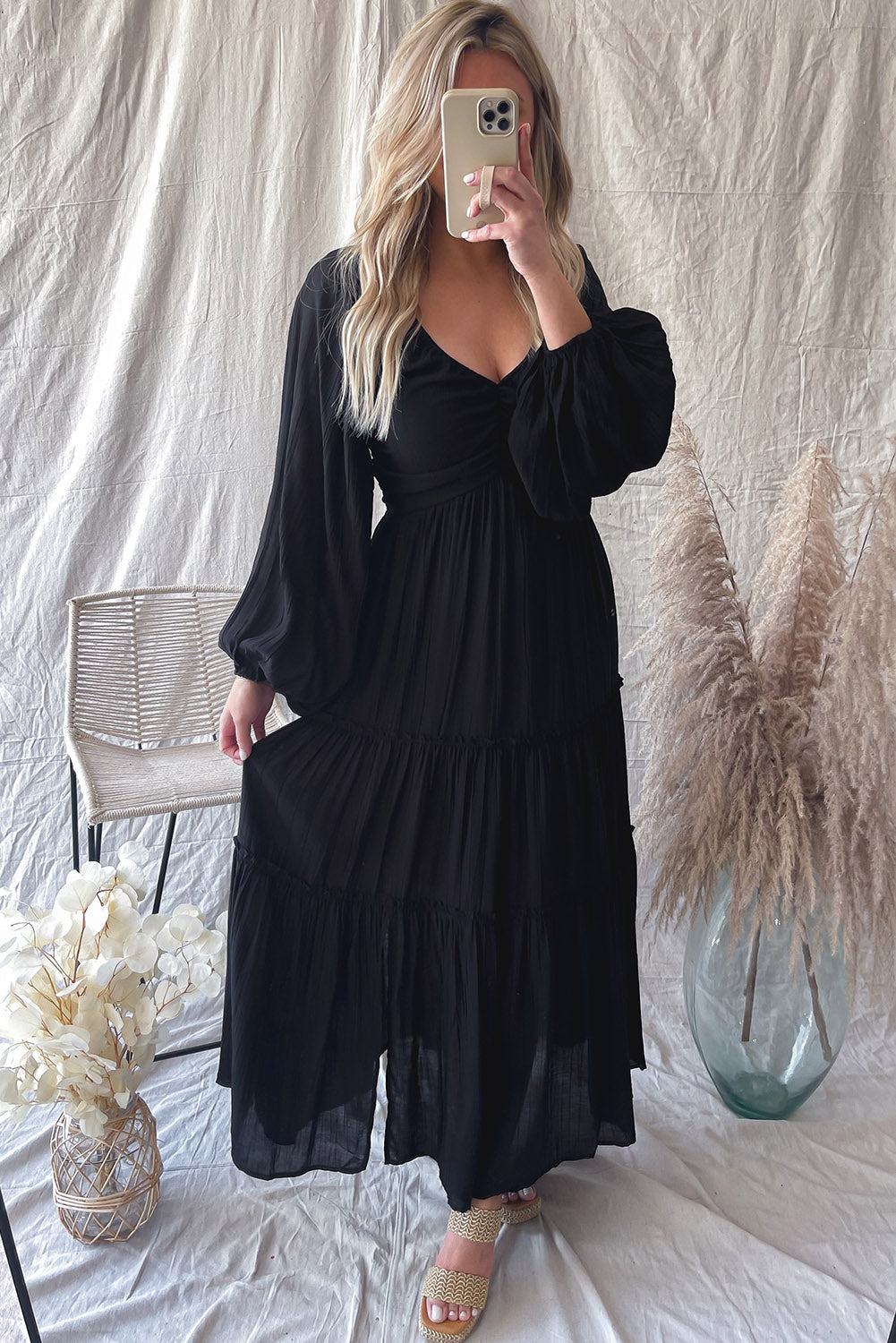 Elegante Maxi Jurk met V Hals en Strikdetail voor Avondgelegenheden – ISABELLA GLAM - Glamorix