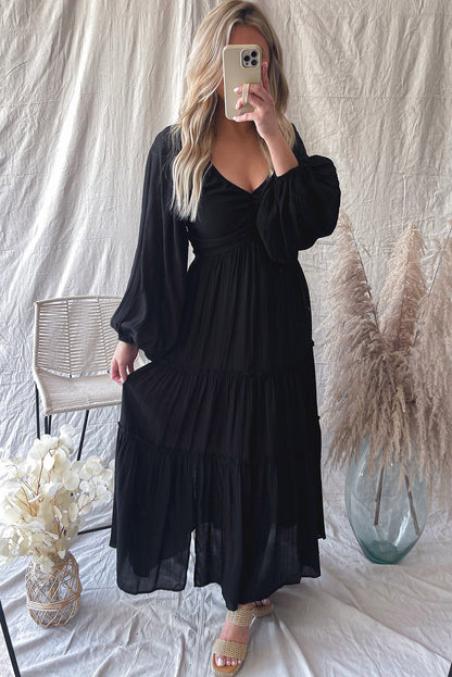 Elegante Maxi Jurk met V Hals en Strikdetail voor Avondgelegenheden – ISABELLA GLAM - Glamorix