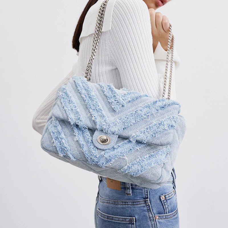 Trendy denim kettingtas voor dames – Celina DenimCharm - Glamorix