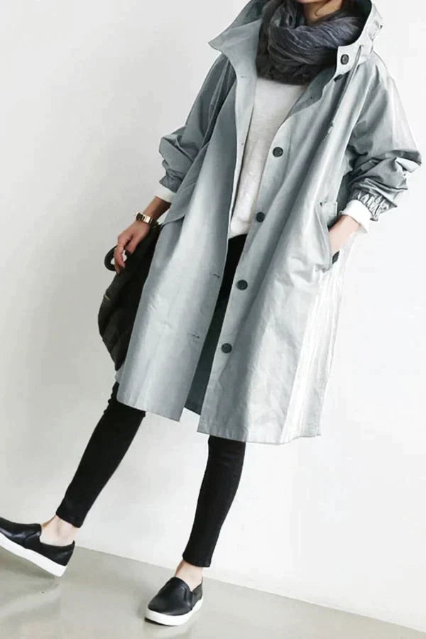 ISLA – Waterdichte oversized halflange trenchcoat voor dames