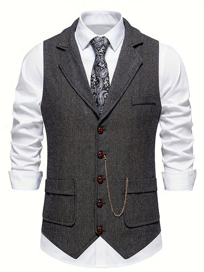 Stijlvol heren gilet met visgraatmotief – HARTLEY VEST - Glamorix