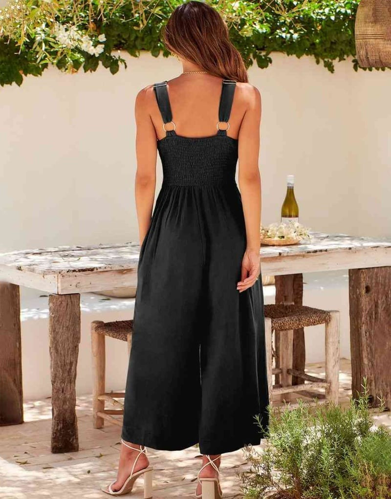 Mouwloze dames jumpsuit met wijde pijpen en elegante snit – SEREIA FLOW - Glamorix