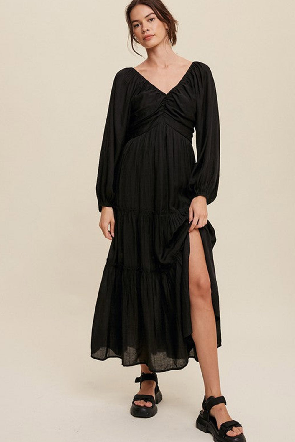 Elegante Maxi Jurk met V Hals en Strikdetail voor Avondgelegenheden – ISABELLA GLAM - Glamorix