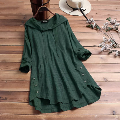 ARLINA – Linnen-katoenen damesblouse met luchtige pasvorm en natuurlijke elegantie