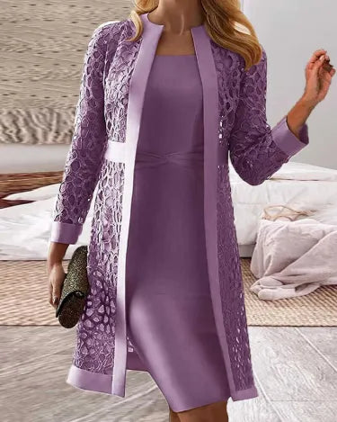 Elegante mouwloze bodycon jurk met kanten jas voor dames – AMARA