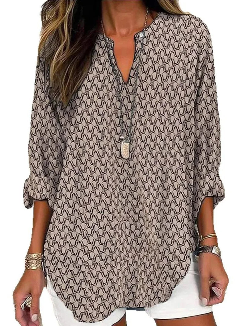 Losvallende dames tuniek-top met lange mouwen – MIRENA FLOW - Glamorix