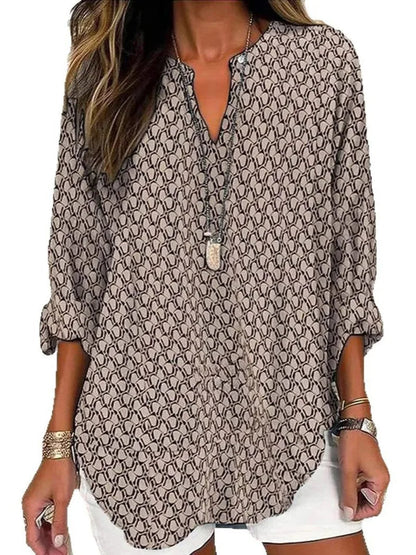 Losvallende dames tuniek-top met lange mouwen – MIRENA FLOW - Glamorix