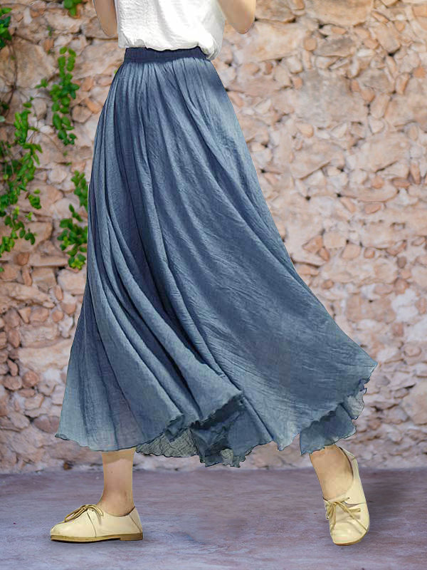 Linnen maxi-rok met hoge taille en zwierige pasvorm – AerisLoom - Glamorix