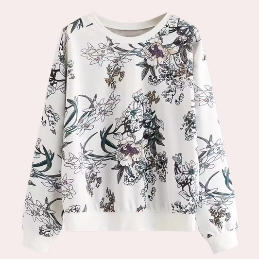 Zachte dames sweater met speelse bloemenprint – LILÉA - Glamorix