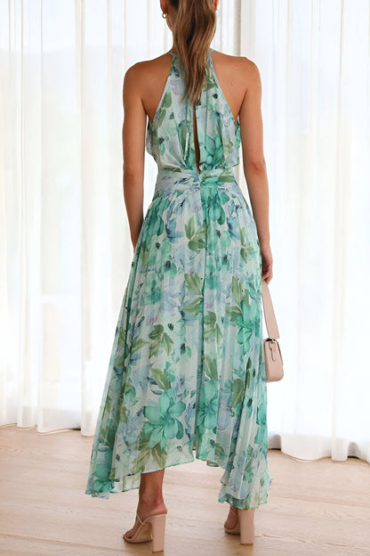 Zomerse Maxi-jurk met Elegante Plissé en Verspringende Bloemenprint – LUNA BELLE - Glamorix
