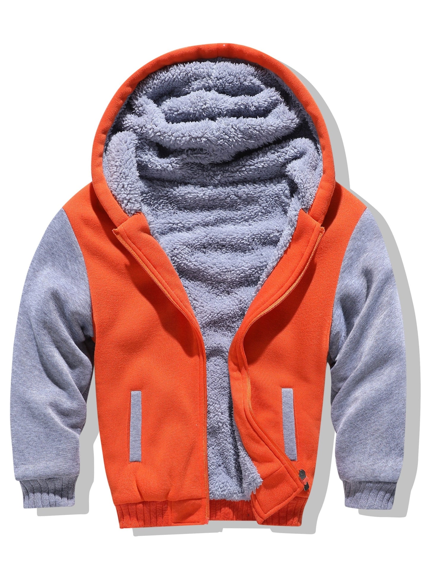 JOSH - Sherpa gevoerde kinder fleece jack met capuchon en ritssluiting