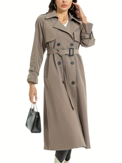 FELICIA - Lange dubbelzijdige trenchcoat met riem en brede revers voor dames