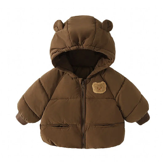 TEDDY - Peuter pufferjas met berenoren en capuchon