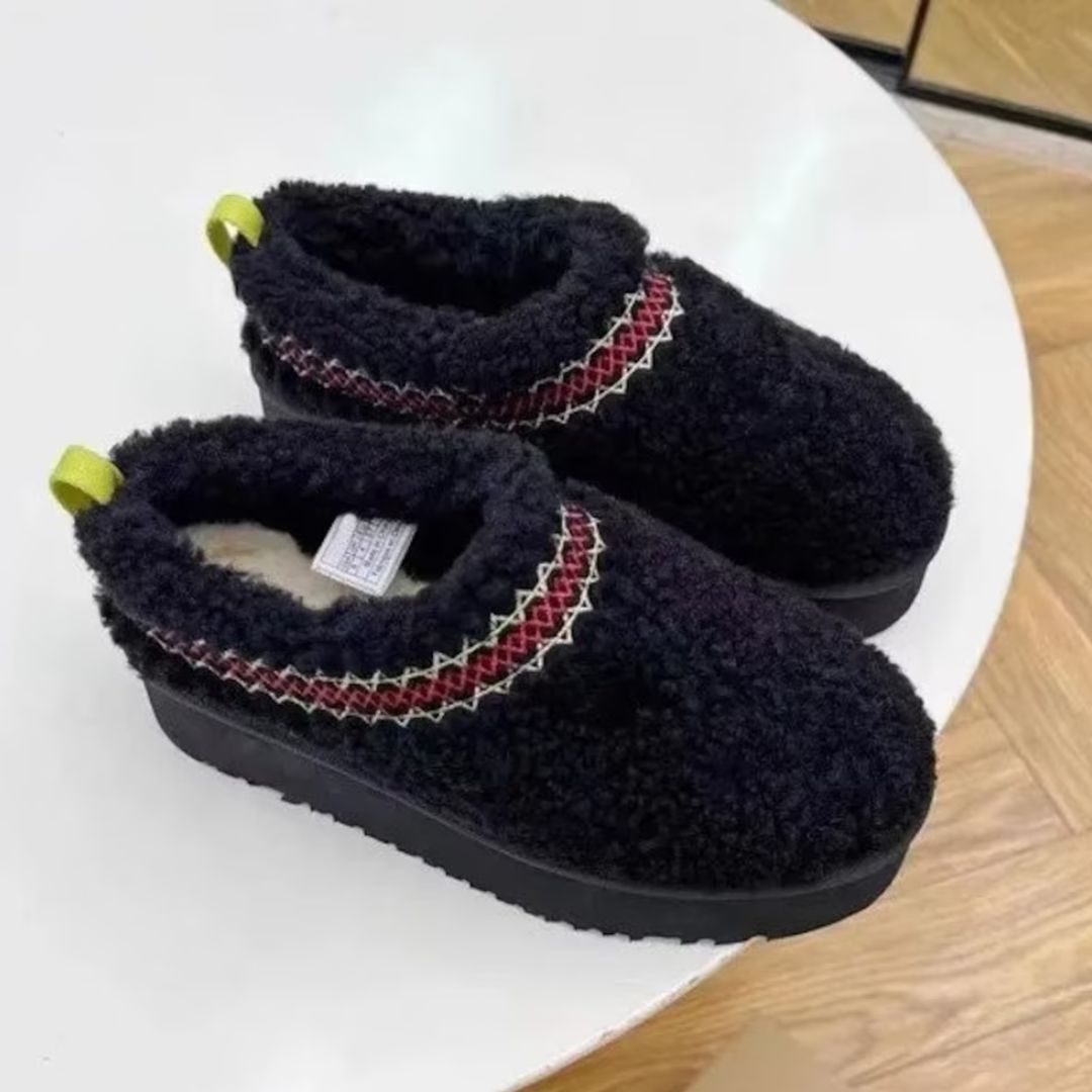 FAYE - Plateau pantoffels in imitatievacht met patroon voor dames