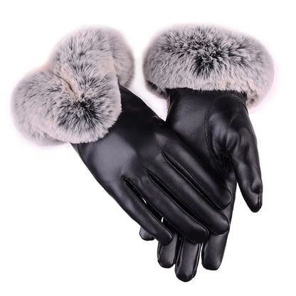 ARABELLA - Luxe leren handschoenen met imitatiebont manchet