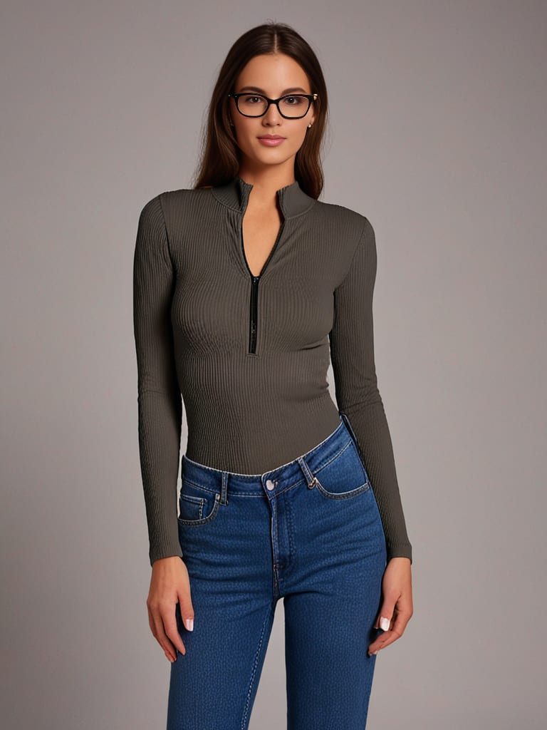ELISE - Bodysuit met ritssluiting en lange mouwen
