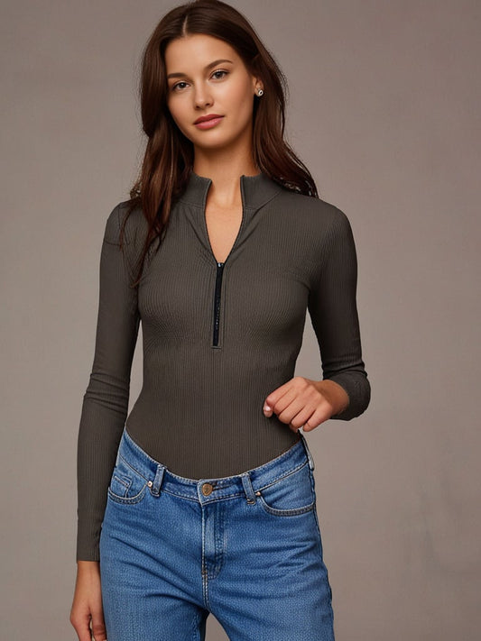 ELISE - Bodysuit met ritssluiting en lange mouwen