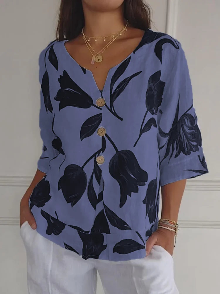 Elegante damesblouse met tijdloze bloemenprint – FLORELLA