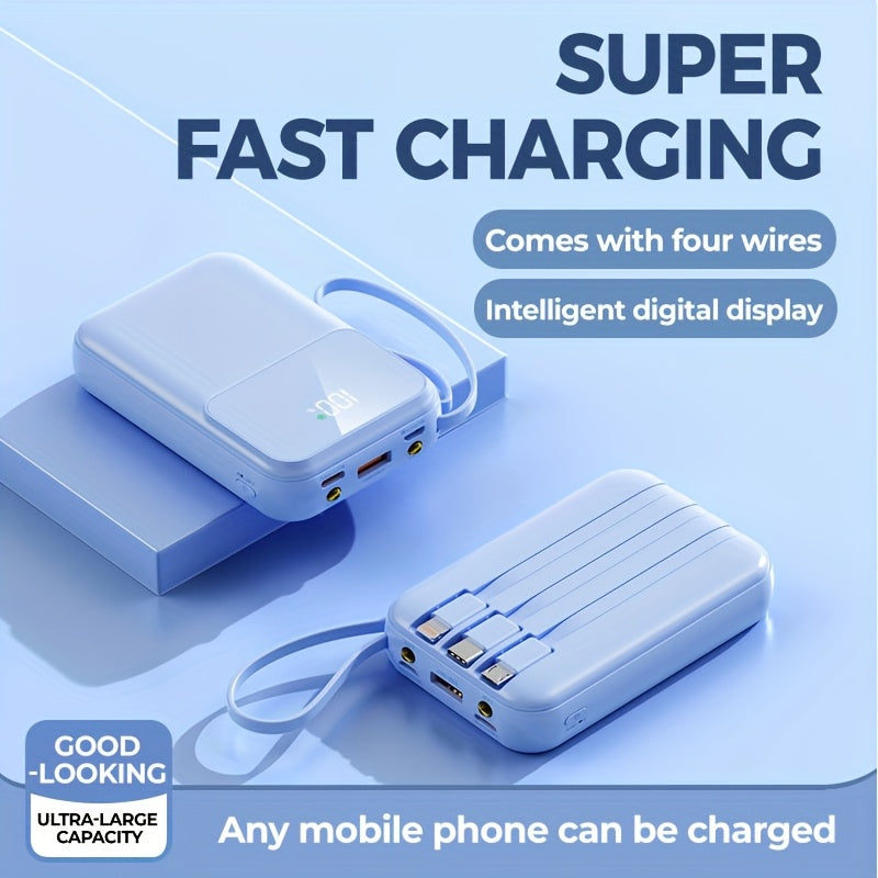 10.000mAh draagbare powerbank met snelladen en ingebouwde kabels – VOLTRIQ MINI10 - Glamorix