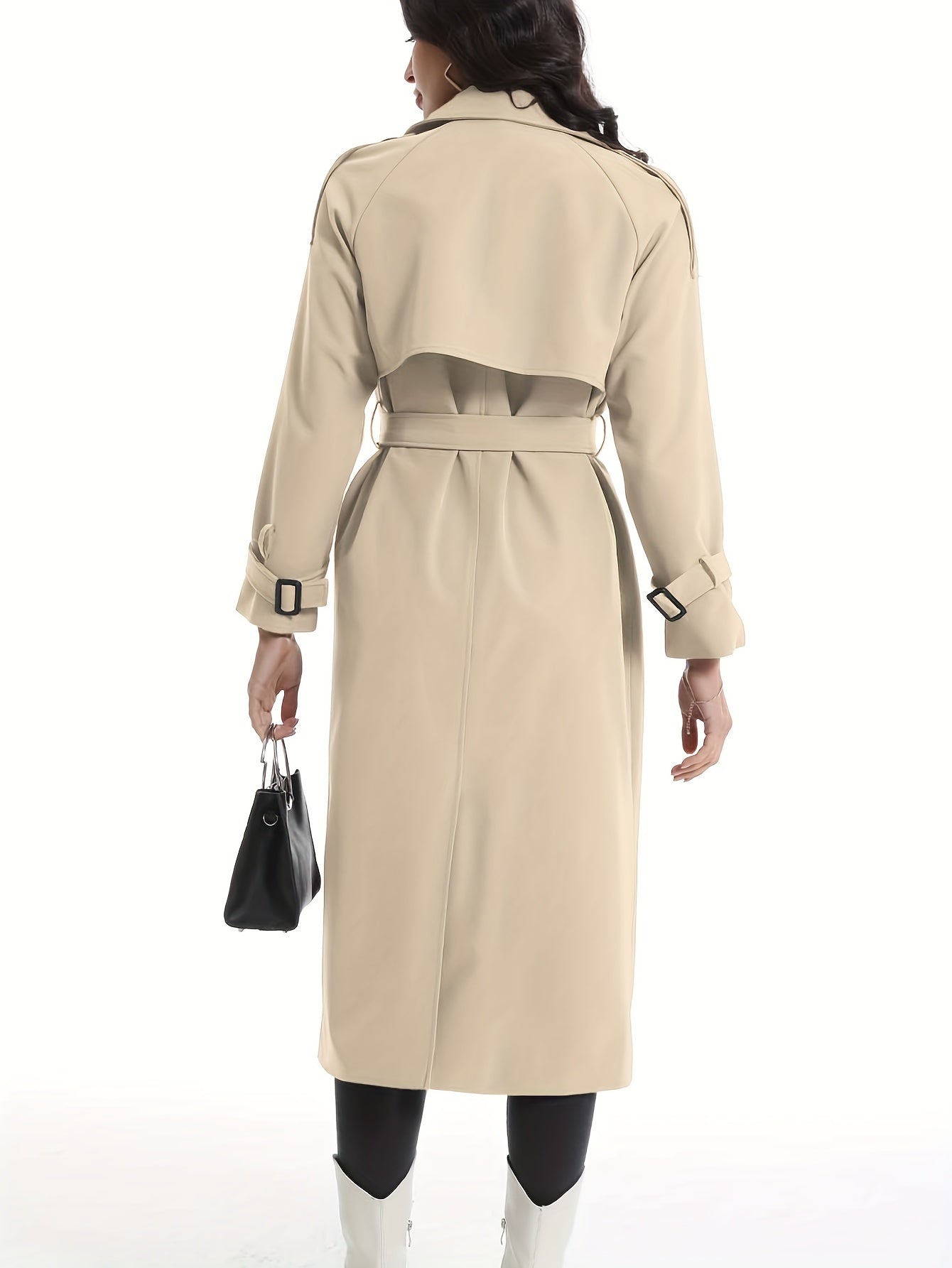FELICIA - Lange dubbelzijdige trenchcoat met riem en brede revers voor dames