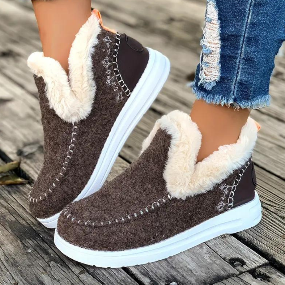 Warme slip-on winterschoenen voor dames met fleece voering – LUNARIA EasyWarm - Glamorix
