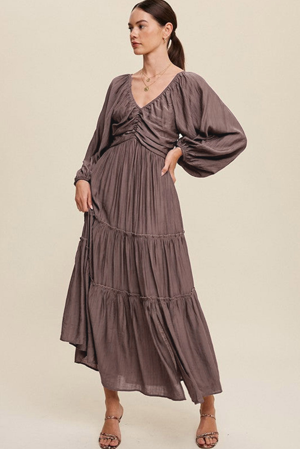 Elegante Maxi Jurk met V Hals en Strikdetail voor Avondgelegenheden – ISABELLA GLAM - Glamorix