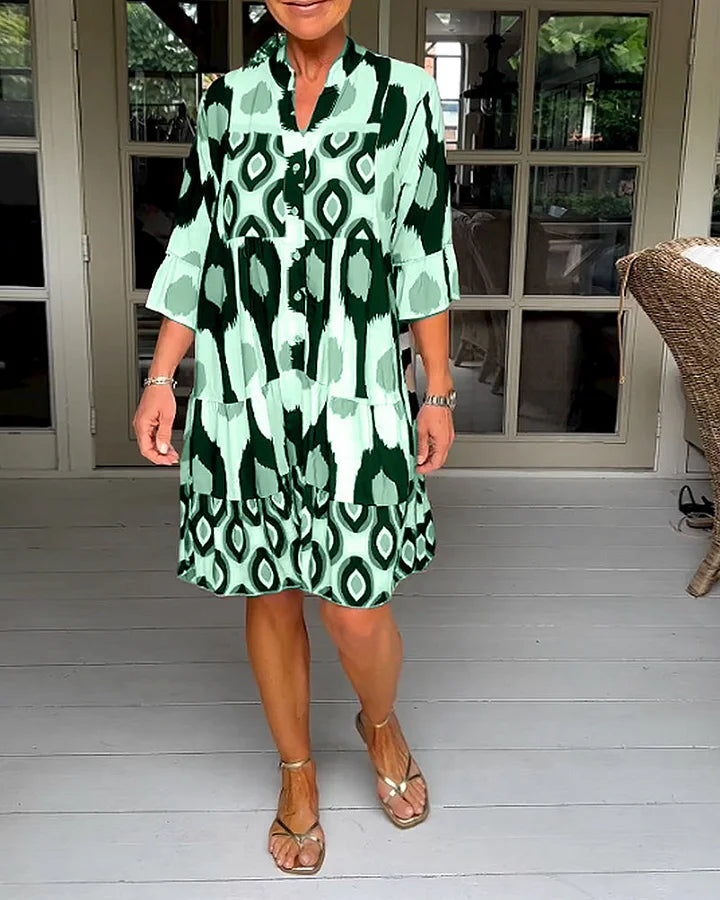 Elegante Zomerjurk met Abstracte Print voor Casual Dagen – LUNA STIJL - Glamorix