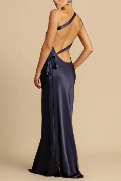 SELENA - Satijnen avondjurk met één schouder voor een glamoureuze look
