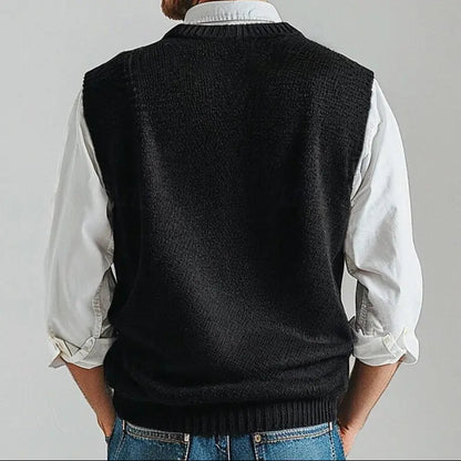 Gebreid mouwloos heren vest met V-hals – LAVARO - Glamorix