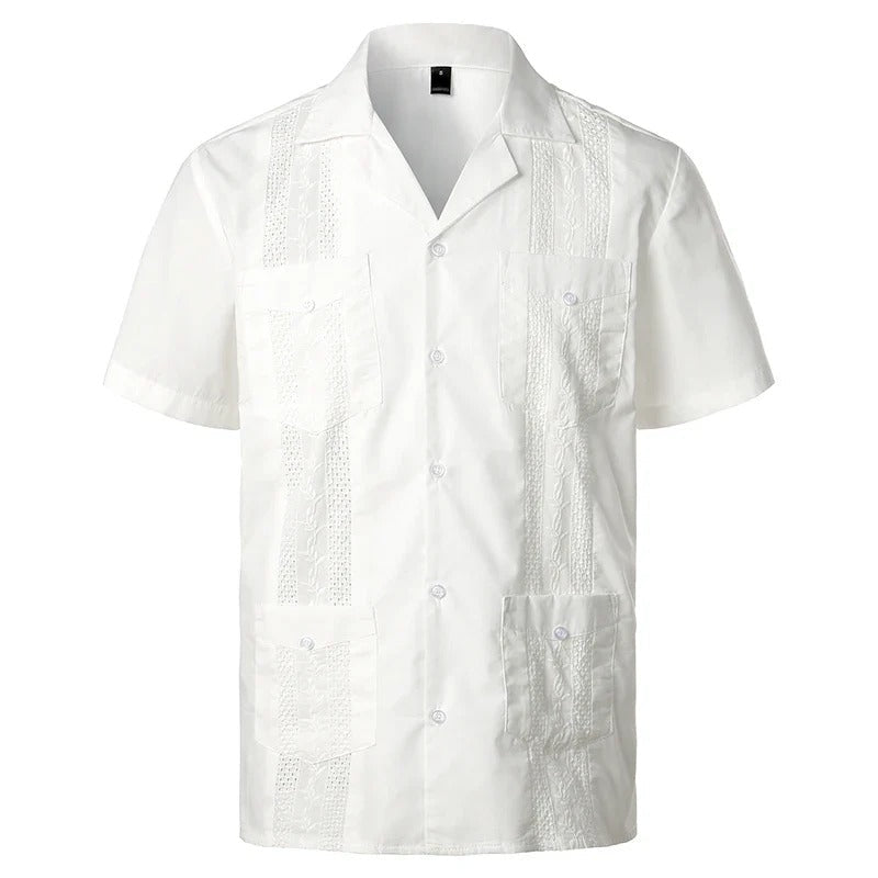 Herenoverhemd met korte mouwen en decoratieve inzetstukken – LORENZO PANELSHIRT - Glamorix