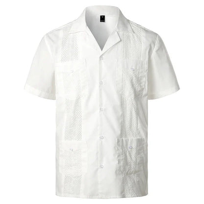 Herenoverhemd met korte mouwen en decoratieve inzetstukken – LORENZO PANELSHIRT - Glamorix