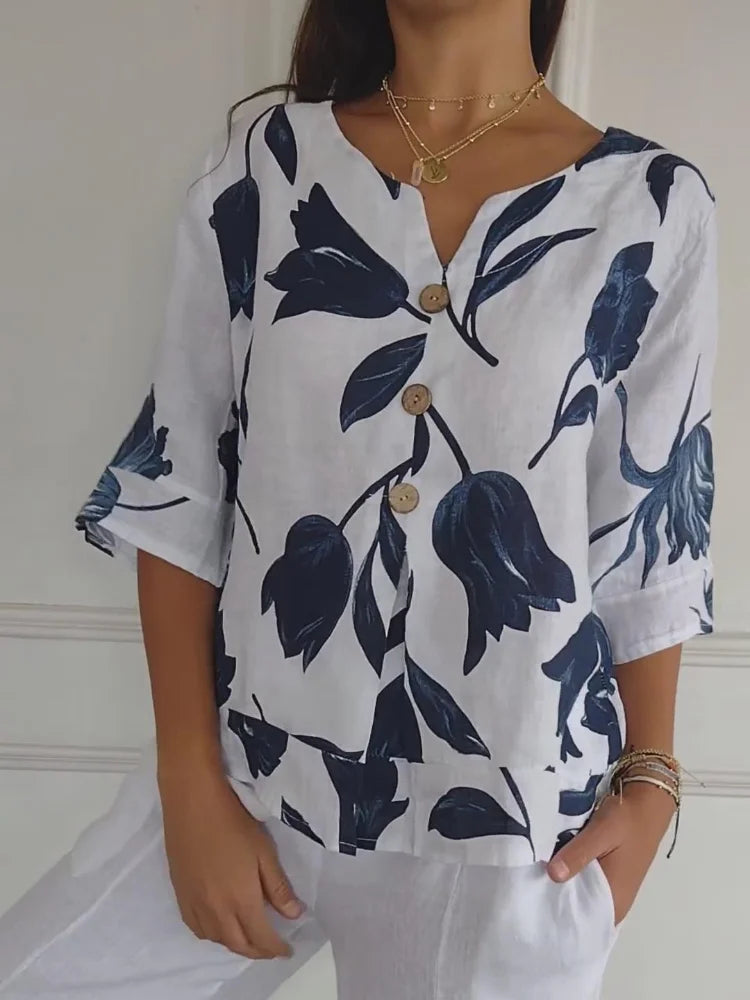 Elegante damesblouse met tijdloze bloemenprint – FLORELLA