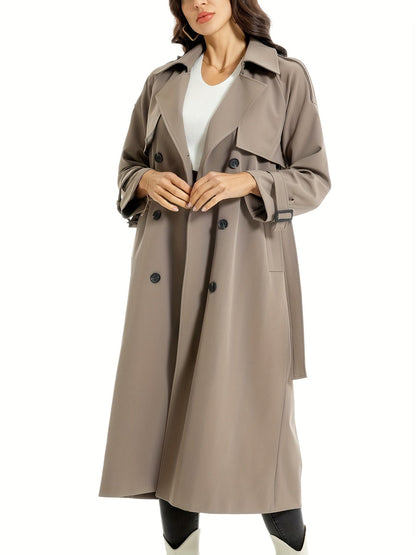 FELICIA - Lange dubbelzijdige trenchcoat met riem en brede revers voor dames